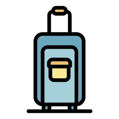 Sticker - Wheel travel bag icon. Outline wheel travel bag vector icon color flat isolated