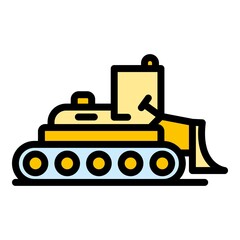 Wall Mural - Digger bulldozer icon. Outline digger bulldozer vector icon color flat isolated