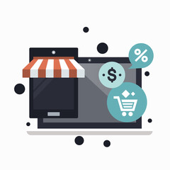 Wall Mural - On line shopping and payment Methods. Mobile payments. Pay per click and online order. Flat vector illustration
