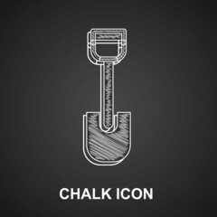 Wall Mural - Chalk Shovel toy icon isolated on black background. Vector