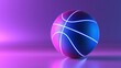 © 3d_kot - Basketball ball with glowing lines on colorful blue and pink neon light background. Futuristic sport concept. 3d rendering