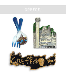 Wall Mural - Souvenirs (magnets) from Greece isolated on white background