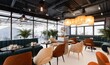 3d render of restaurant interior, cafe bar