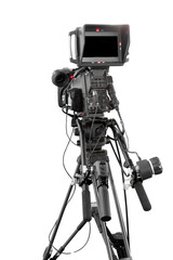 Digital video camera only use Television Professional studio isolated on white background with clipping path