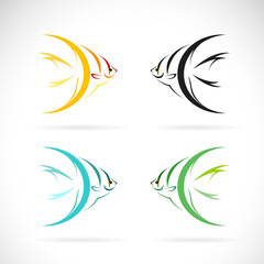 Wall Mural - Vector of angel fish design on white background. Easy editable layered vector illustration. Farm Animals. Pets.