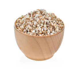 Wall Mural - millet in wood bowl on white background