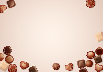 Background for Valentines Day banner, chocolate candies pattern