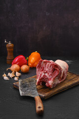 Wall Mural - Raw lamb neck meat on cutting board