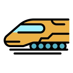 Poster - Fast train icon. Outline fast train vector icon color flat isolated