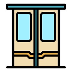 Poster - Train doors icon. Outline train doors vector icon color flat isolated