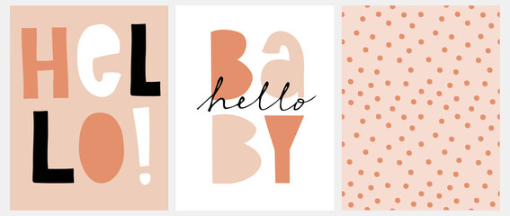 cute nursery vector art with handwritten hello and hello baby ideal for card, wall art, poster, baby