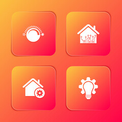 Poster - Set Thermostat, Smart home, settings and Light bulb and gear icon. Vector