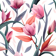 Naklejka kwiat ogród sztuka wzór magnolia