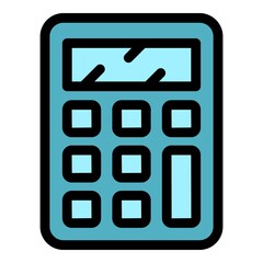 Wall Mural - Office calculator icon. Outline office calculator vector icon color flat isolated