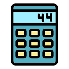 Wall Mural - Calculator machine icon. Outline calculator machine vector icon color flat isolated