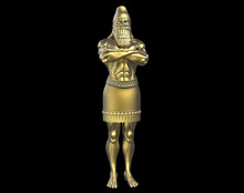 Dream Statue Of King Nebuchadnezzar's Gold Golden (Daniel's Prophecies) Presentation 3D Illustration