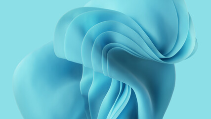 Wall Mural - 3d render, abstract modern minimal light blue background, fashion wallpaper with wavy layers
