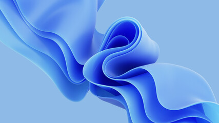 3d render, abstract modern blue background, folded ribbons macro, fashion wallpaper with wavy layers