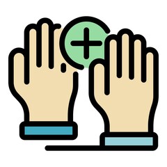 Wall Mural - Protected hands icon. Outline protected hands vector icon color flat isolated