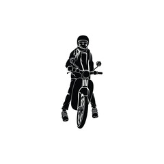 silhouette of people riding classic motorcycle