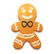 © Aleksandra - Gingerbread man with a black bow tie on a white background
