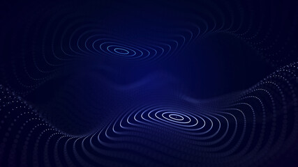 Wall Mural - a wave of technology intertwined with dots and lines. internet explorer of big data. 3d rendering.
