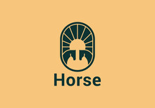 Horse With Sun Icon Logo Design Elements - Horse Vector