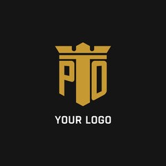 PO initial logo with shield and crown style