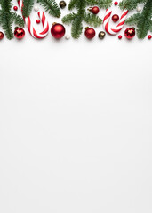 Wall Mural - christmas background with decorative border of christmas tree decorations