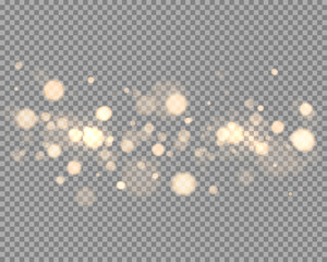 Wall Mural - shining bokeh isolated on transparent background. golden bokeh lights with glowing particles isolate