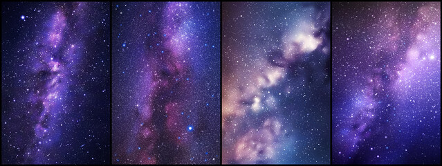 Canvas Print - night starry sky and milky way. stars and nebula. space background set