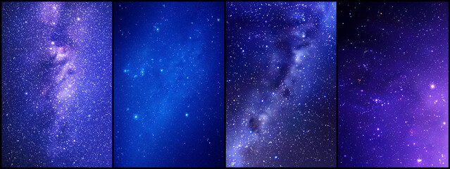 Canvas Print - night starry sky and milky way. stars and nebula. space background set