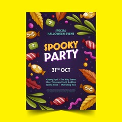 Wall Mural - hand drawn halloween vertical flyer template vector design illustration