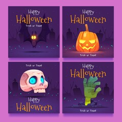 Wall Mural - flat  halloween instagram posts vector design illustration