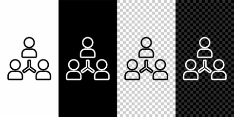 Set line Project team base icon isolated on black and white background. Business analysis and planning, consulting, team work, project management. Vector