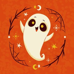 Wall Mural - hand drawn halloween ghost  vector design illustration