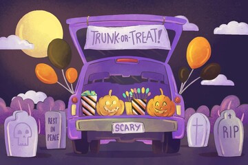 Wall Mural - watercolor trunk treat background vector design illustration
