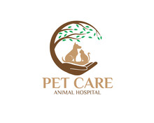 Pet Care Logo Designs Wit Hand And Tree To Symbols Protection Service