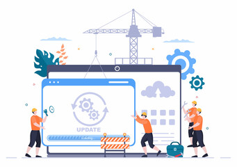 Wall Mural - software system under maintenance vector illustration. error website, development and update webpage
