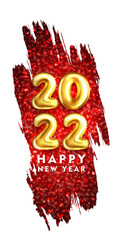 Wall Mural - Happy New Year 2022. Golden 3D numbers Design Celebration typography poster, banner or greeting card for Merry Christmas and happy new year. Vector Illustration