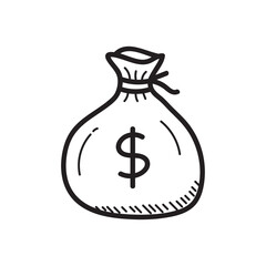 Canvas Print - Money bag icon in doodle style isolated on white background