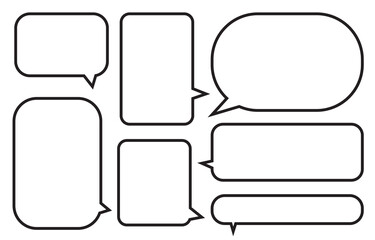 Set speech bubbles on white background. chat box or chat vector square message or communication icon Cloud speaking for comics and minimal message dialog