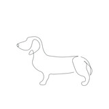 Fototapeta  - Dog animal silhouette line drawing vector illustration