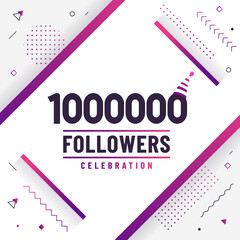 Thank you 1000000 followers, 1M followers celebration modern colorful design.