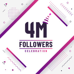 Thank you 4M followers, 4000000 followers celebration modern colorful design.