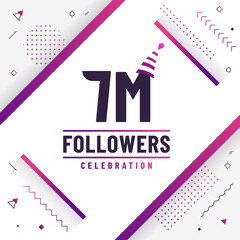 Thank you 7M followers, 7000000 followers celebration modern colorful design.