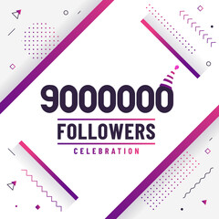 Thank you 9000000 followers, 9M followers celebration modern colorful design.