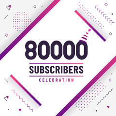 Thank you 80000 subscribers, 80K subscribers celebration modern colorful design.