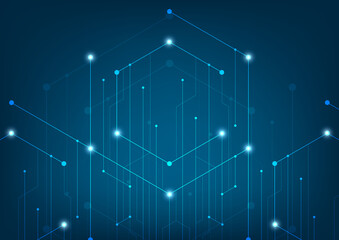 Wall Mural - abstract lines and dots connect background. technology connection digital data and big data concept.