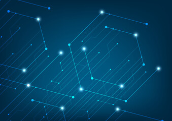 Wall Mural - abstract lines and dots connect background. technology connection digital data and big data concept.